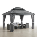 Hardtop Gazebo Built for Year-Round Use, 12x14 Aluminum Frame, Double Layer Roof, Curtains & Netting