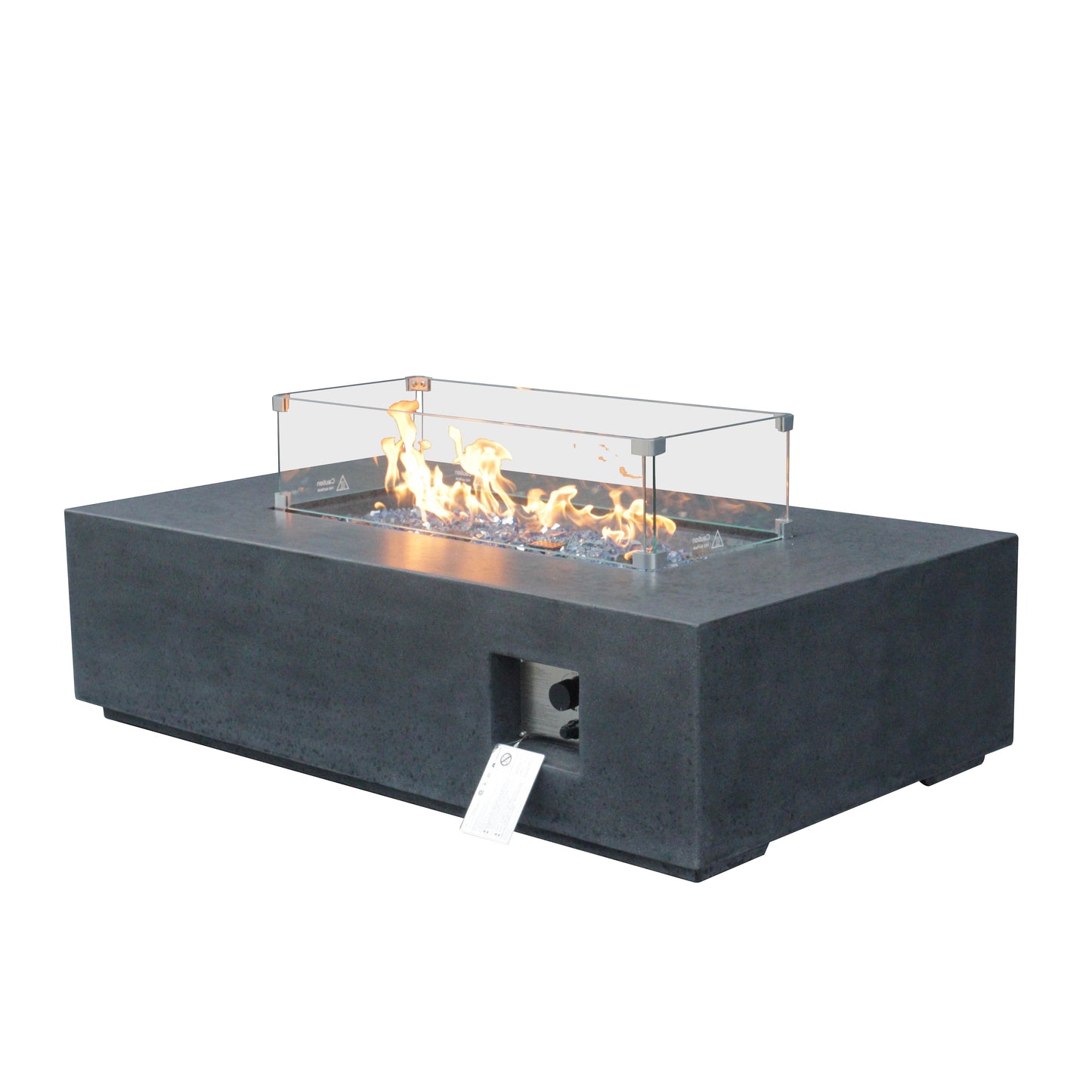 52" GFRC Concrete Propane Fire Pit Table – Dark Gray