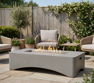 56" Modern Concrete Propane Fire Pit Table – 50,000 BTU