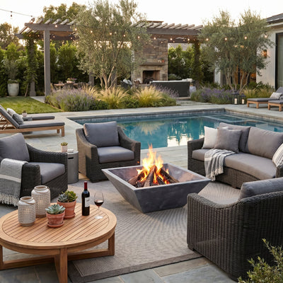 24" Bluestone Marble Outdoor Fire Pit – Natural Stone