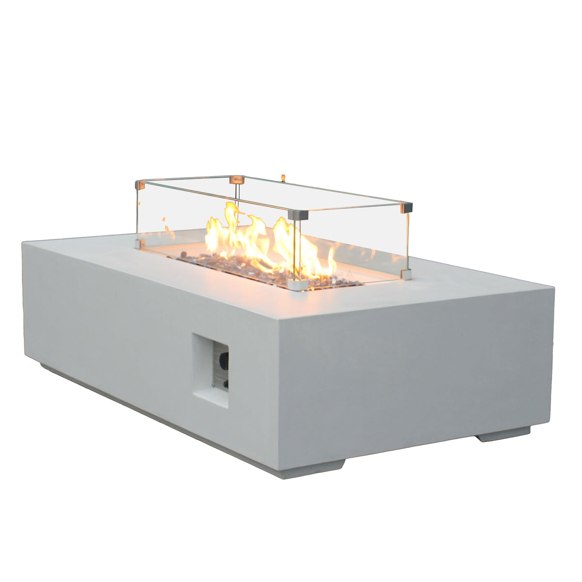 52" GFRC Concrete Propane Fire Pit Table – Antique White