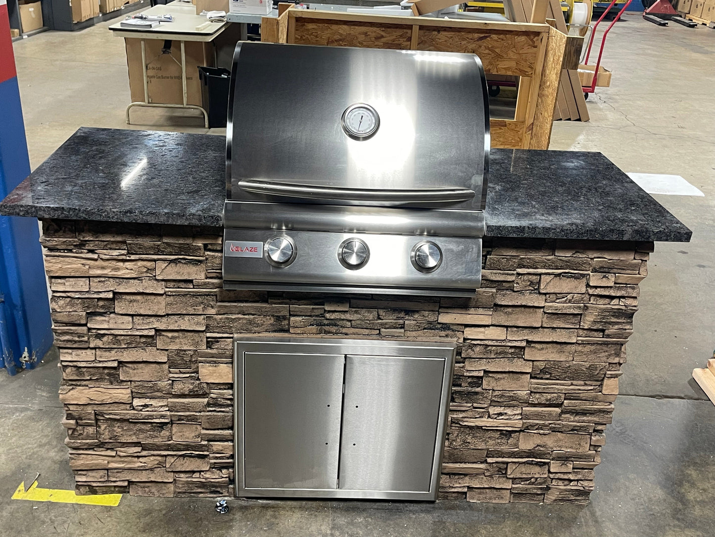 The Ridgeview 5' Natural Stone Outdoor Kitchen with Blaze 3-Burner Grill