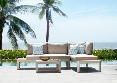 3-Piece Modular Outdoor Sofa Set with Teak & Aluminum Frame