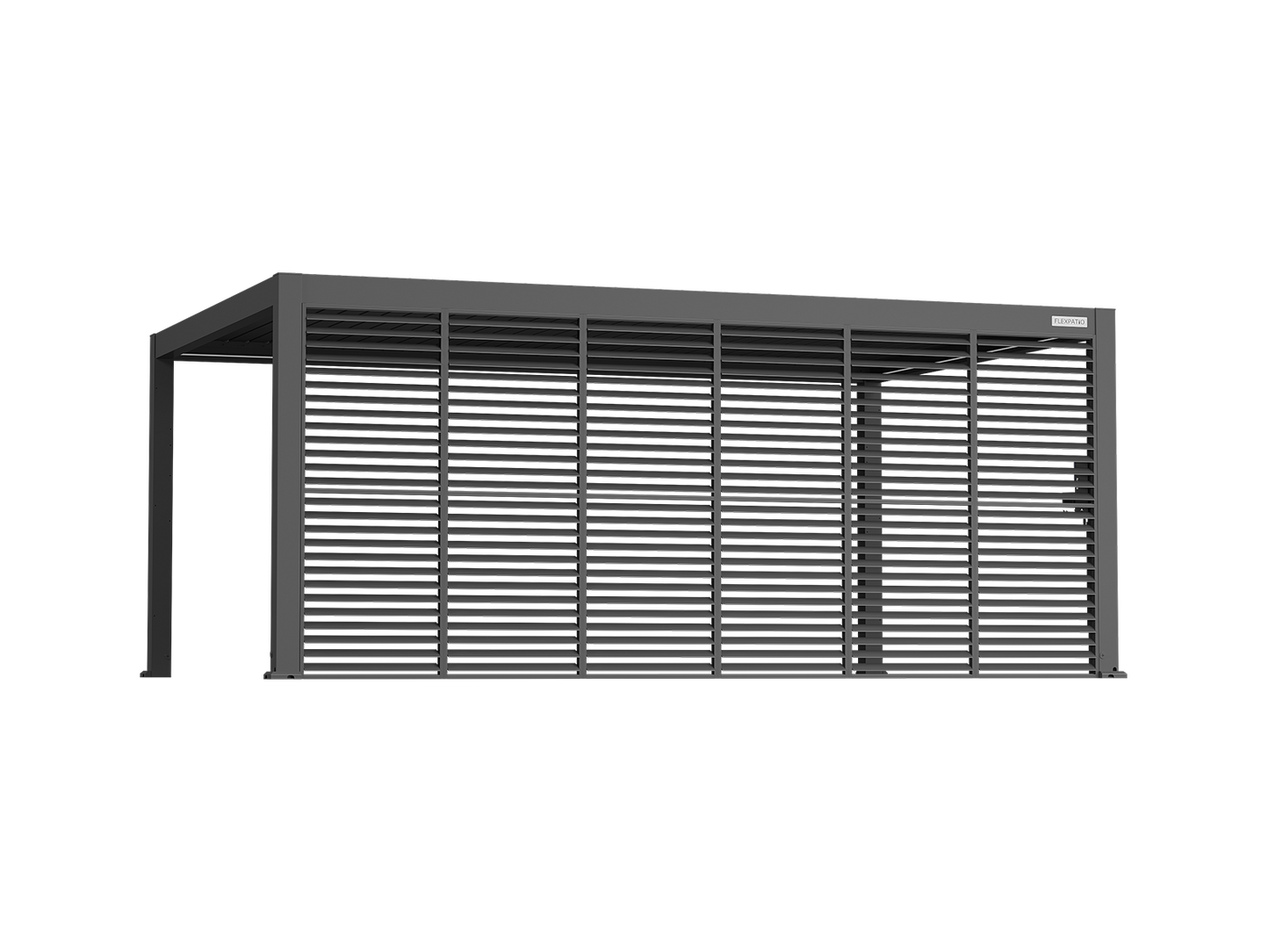 FlexPatio Adjustable Aluminum Privacy Shutter Wall for Pergolas – 10' to 20'