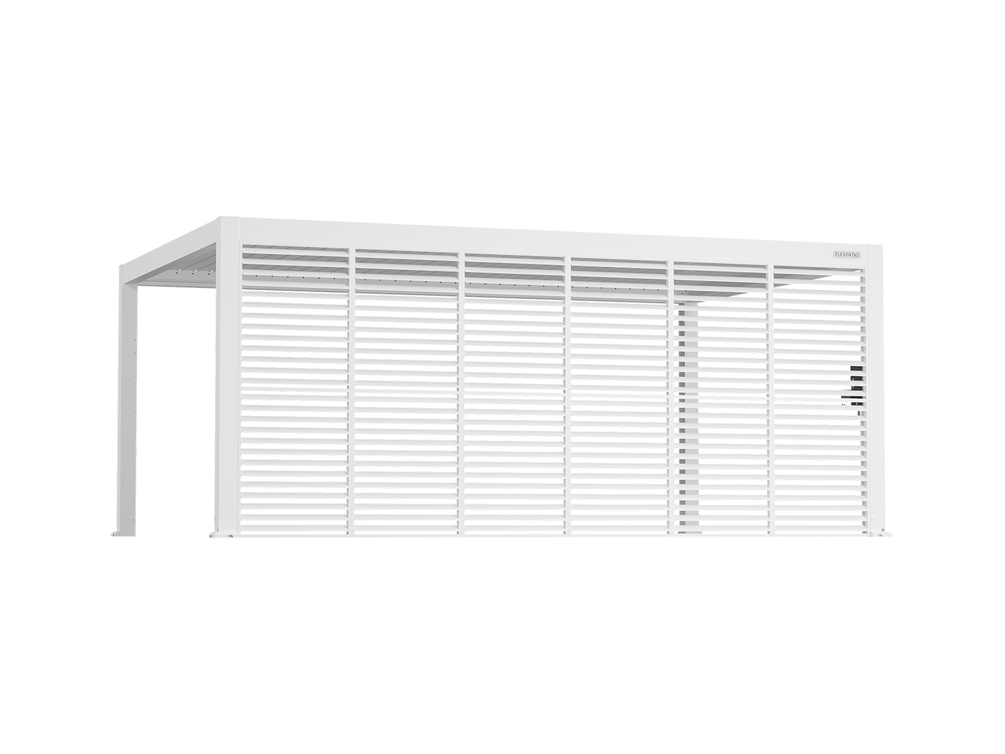FlexPatio Adjustable Aluminum Privacy Shutter Wall for Pergolas – 10' to 20'