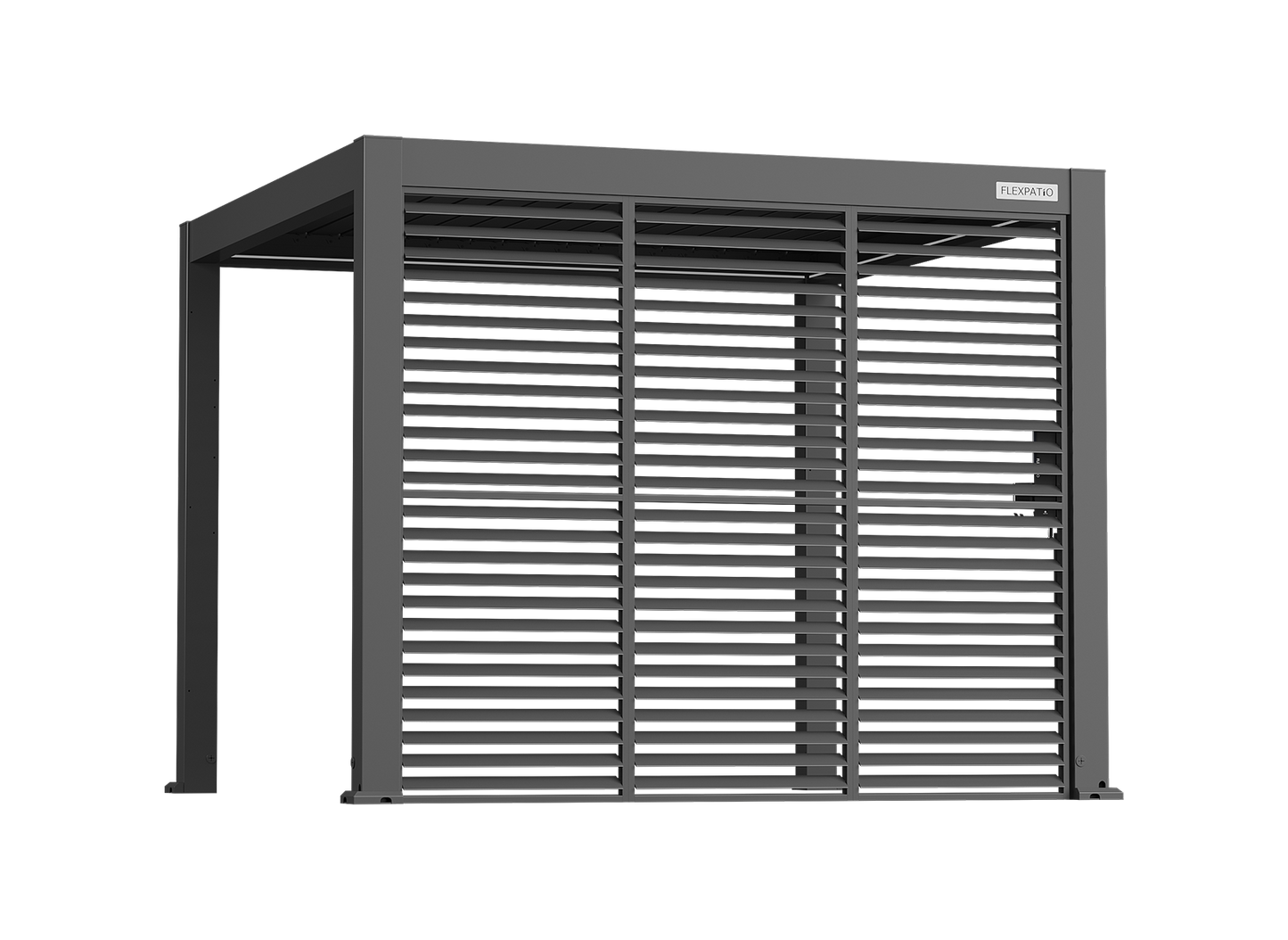 FlexPatio Adjustable Aluminum Privacy Shutter Wall for Pergolas – 10' to 20'
