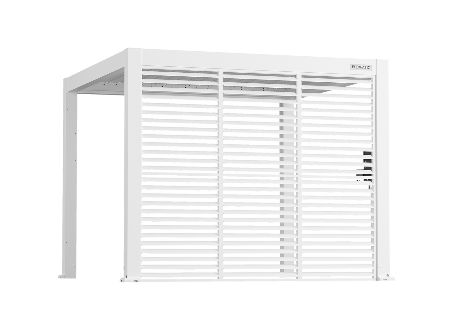 FlexPatio Adjustable Aluminum Privacy Shutter Wall for Pergolas – 10' to 20'
