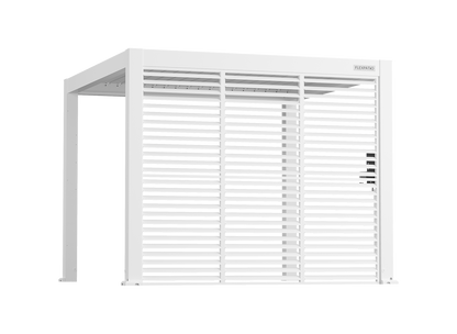 FlexPatio Adjustable Aluminum Privacy Shutter Wall for Pergolas – 10' to 20'