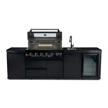 The Sterling 6-Burner Stainless Steel Outdoor Kitchen with Wine Cooler & Marble Countertops