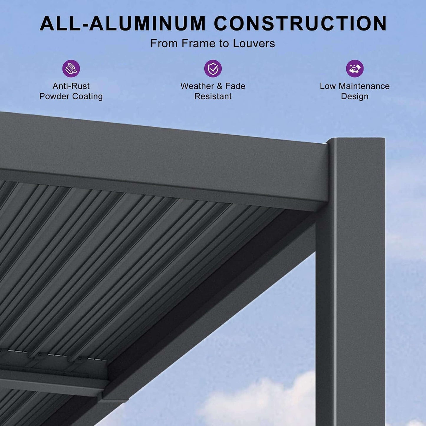 10' x 12' Alora Wall-Mounted Aluminum Louvered Pergola