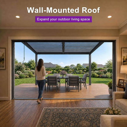 10' x 12' Alora Wall-Mounted Aluminum Louvered Pergola
