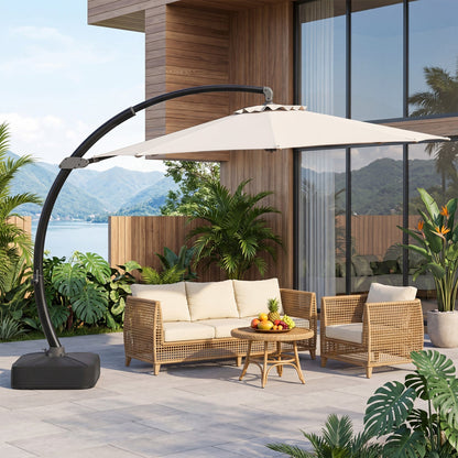 11 FT Cantilever Patio Umbrella with Base and 360° Rotation