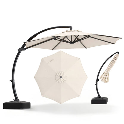 11 FT Cantilever Patio Umbrella with Base and 360° Rotation