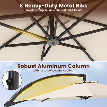 11 FT Cantilever Patio Umbrella with Base and 360° Rotation