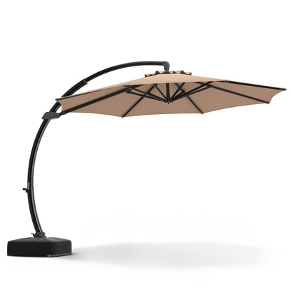 11 FT Cantilever Patio Umbrella with Base and 360° Rotation