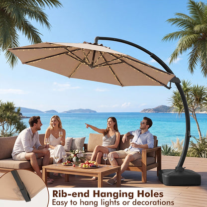 11 FT Cantilever Patio Umbrella with Base and 360° Rotation