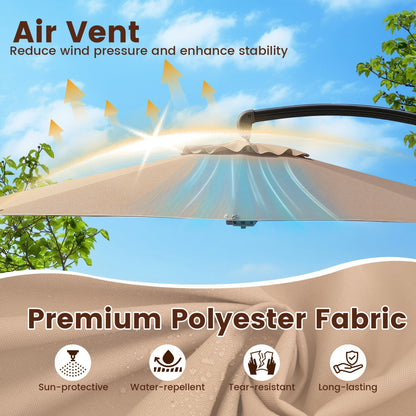 11 FT Cantilever Patio Umbrella with Base and 360° Rotation