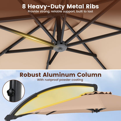 11 FT Cantilever Patio Umbrella with Base and 360° Rotation