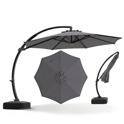 11 FT Cantilever Patio Umbrella with Base and 360° Rotation