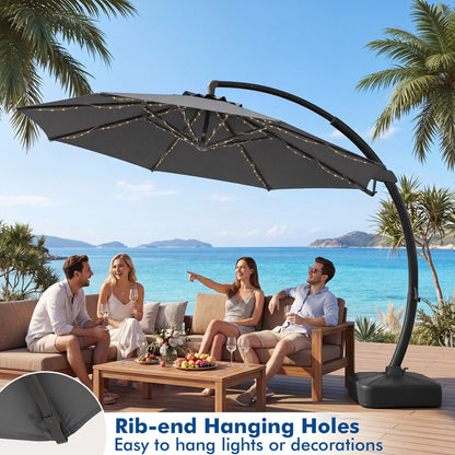 11 FT Cantilever Patio Umbrella with Base and 360° Rotation