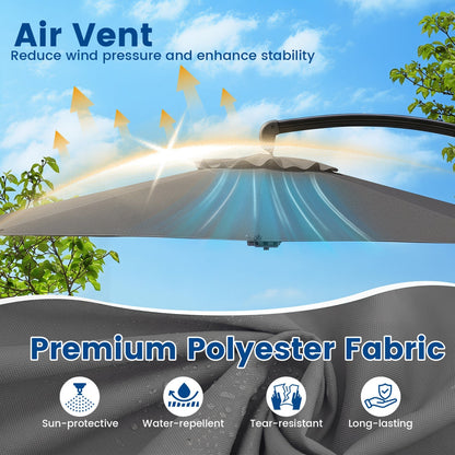 11 FT Cantilever Patio Umbrella with Base and 360° Rotation