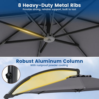 11 FT Cantilever Patio Umbrella with Base and 360° Rotation
