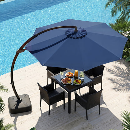 11 FT Cantilever Patio Umbrella with Base and 360° Rotation