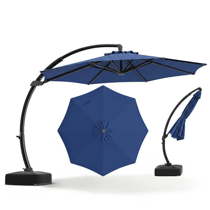 11 FT Cantilever Patio Umbrella with Base and 360° Rotation