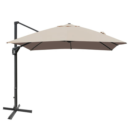 10 x 13 Feet Rectangular Cantilever Umbrella with 360¬∞ Rotation Function-Brown