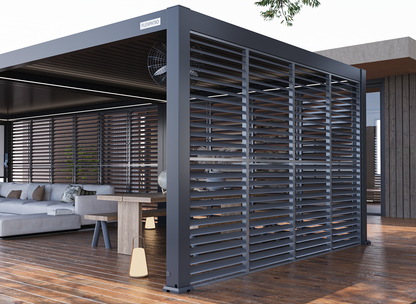FlexPatio Adjustable Aluminum Privacy Shutter Wall for Pergolas – 10' to 20'