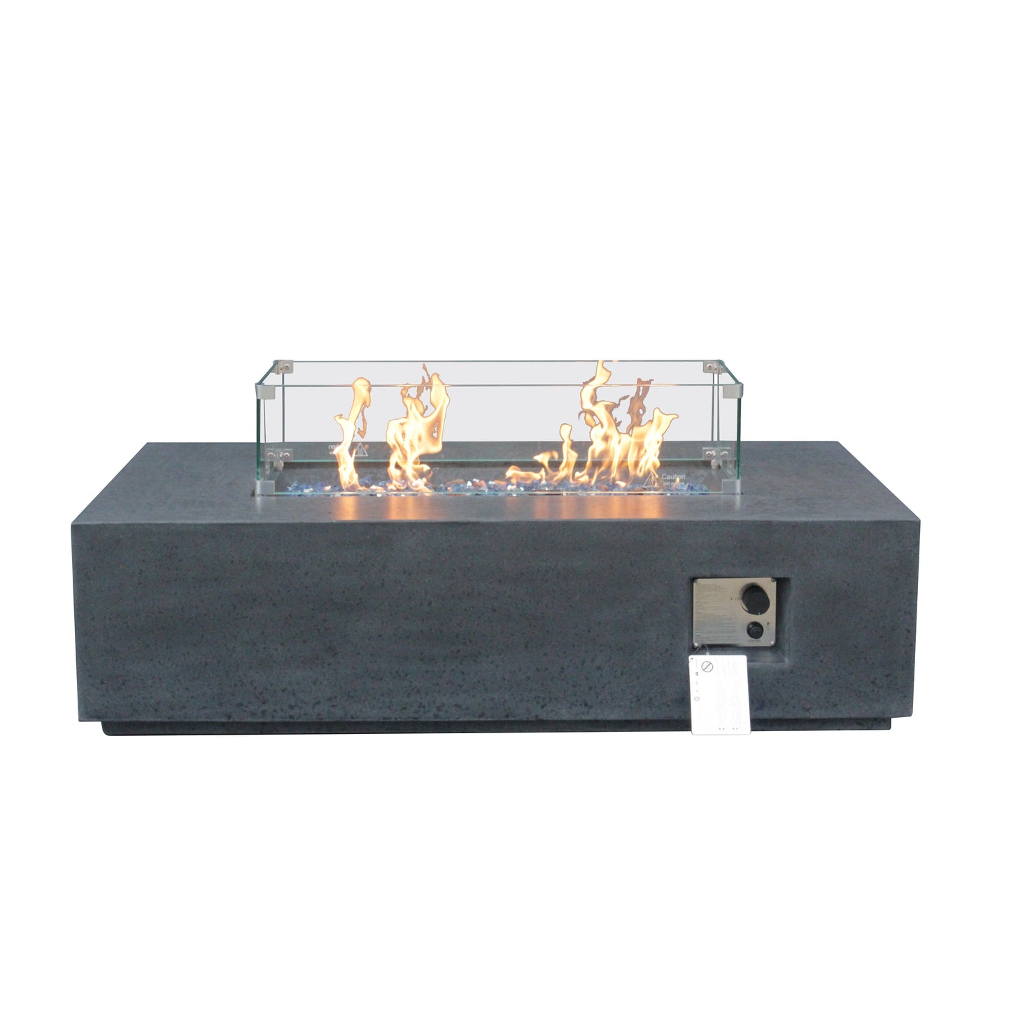 52 Inch Outdoor Concrete Propane gas rectangle Fire Pit table in Dark Gray color