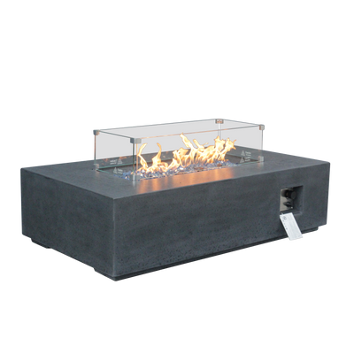 52" GFRC Concrete Propane Fire Pit Table – Dark Gray