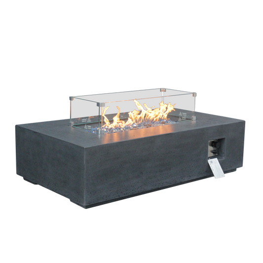 52" GFRC Concrete Propane Fire Pit Table – Dark Gray