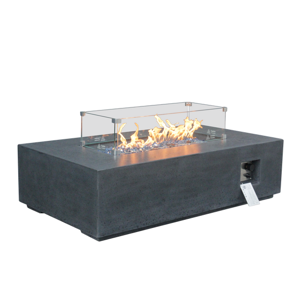52" GFRC Concrete Propane Fire Pit Table – Dark Gray