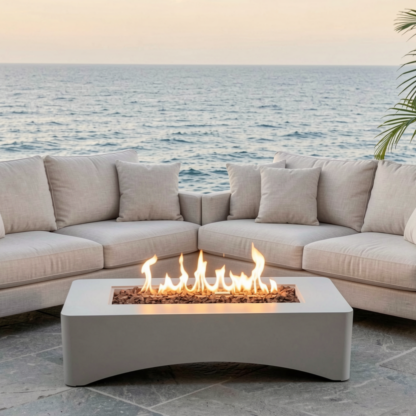 56" Modern Concrete Propane Fire Pit Table – 50,000 BTU