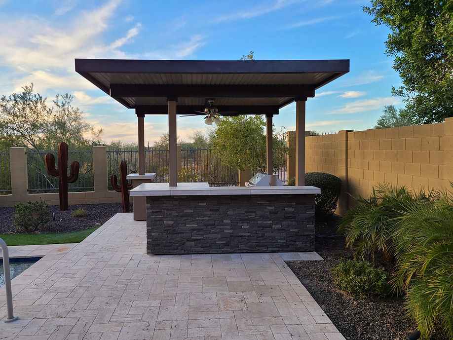 The Sonoma 12' x 12' Outdoor Kitchen & Pergola with Built-In Grill, Refrigerator & Lighting