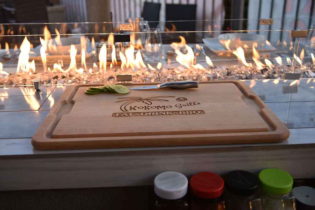 KoKoMo Grills Bermuda Luxury Outdoor Kitchen Island with Built-In Grill, TV, Fire Pit & Bar