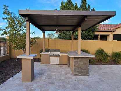 The Sonoma 12' x 12' Outdoor Kitchen & Pergola with Built-In Grill, Refrigerator & Lighting