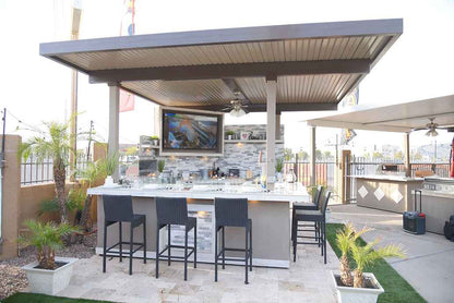KoKoMo Grills Bermuda Luxury Outdoor Kitchen Island with Built-In Grill, TV, Fire Pit & Bar