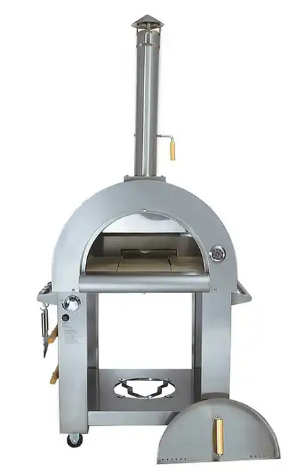 KoKoMo 32" Dual-Fuel Outdoor Pizza Oven – Wood-Fired & Gas Stainless Steel Oven