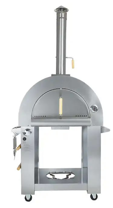 KoKoMo 32" Dual-Fuel Outdoor Pizza Oven – Wood-Fired & Gas Stainless Steel Oven