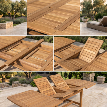 LifestyleGarden Julien FSC-Certified Teak Wood Extendable Outdoor Dining Set – 7, 9 or 11 Piece