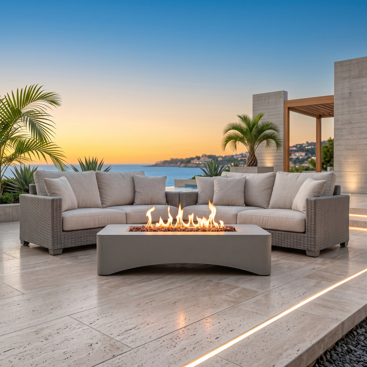 56" Modern Concrete Propane Fire Pit Table – 50,000 BTU