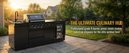 Briarwood 4-Burner Stainless Steel Propane Outdoor Kitchen with Marble Countertops