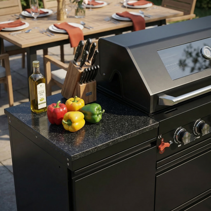 The Hawthorne 6-Burner Propane Outdoor Kitchen with Marble Countertops – 85,000 BTU