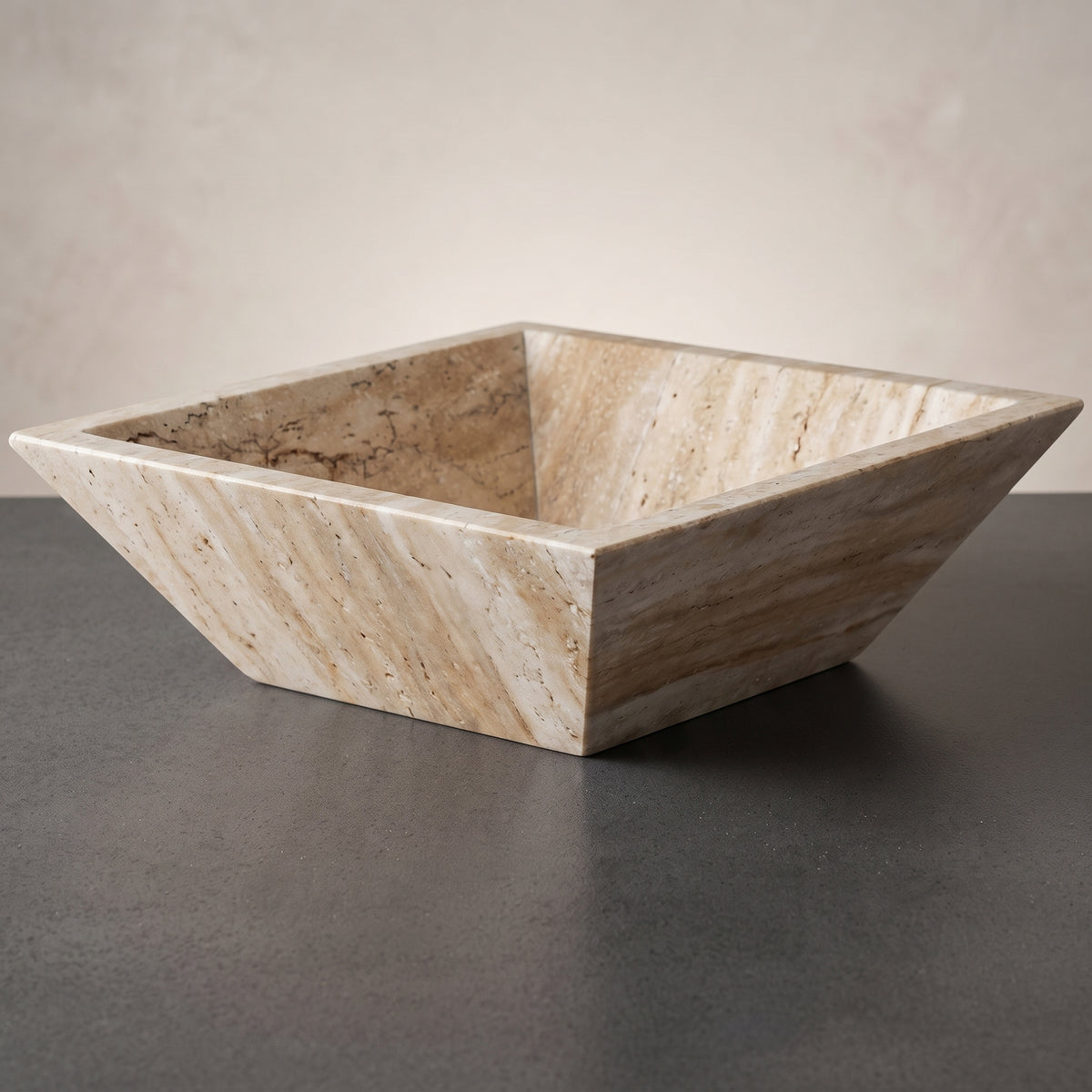 24" Vein-Cut Travertine Outdoor Fire Pit – Natural Stone