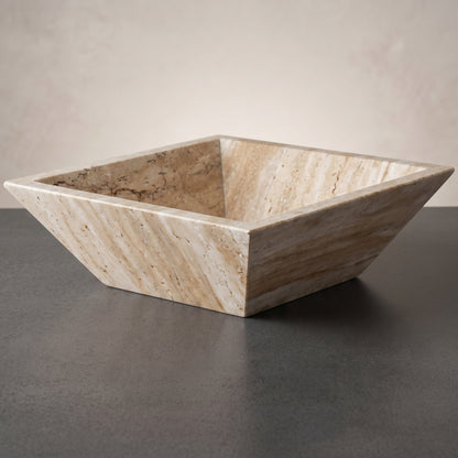 24" Vein-Cut Travertine Outdoor Fire Pit – Natural Stone