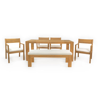 Outdoor Dining Set Rectangular Table With Umbrella Hole