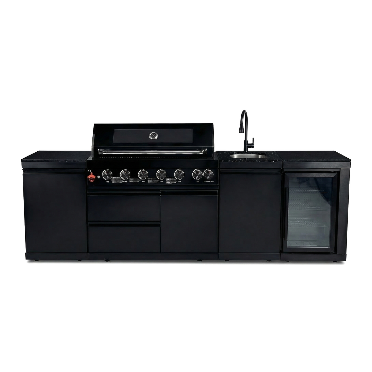 The Sterling 6-Burner Stainless Steel Outdoor Kitchen with Wine Cooler & Marble Countertops