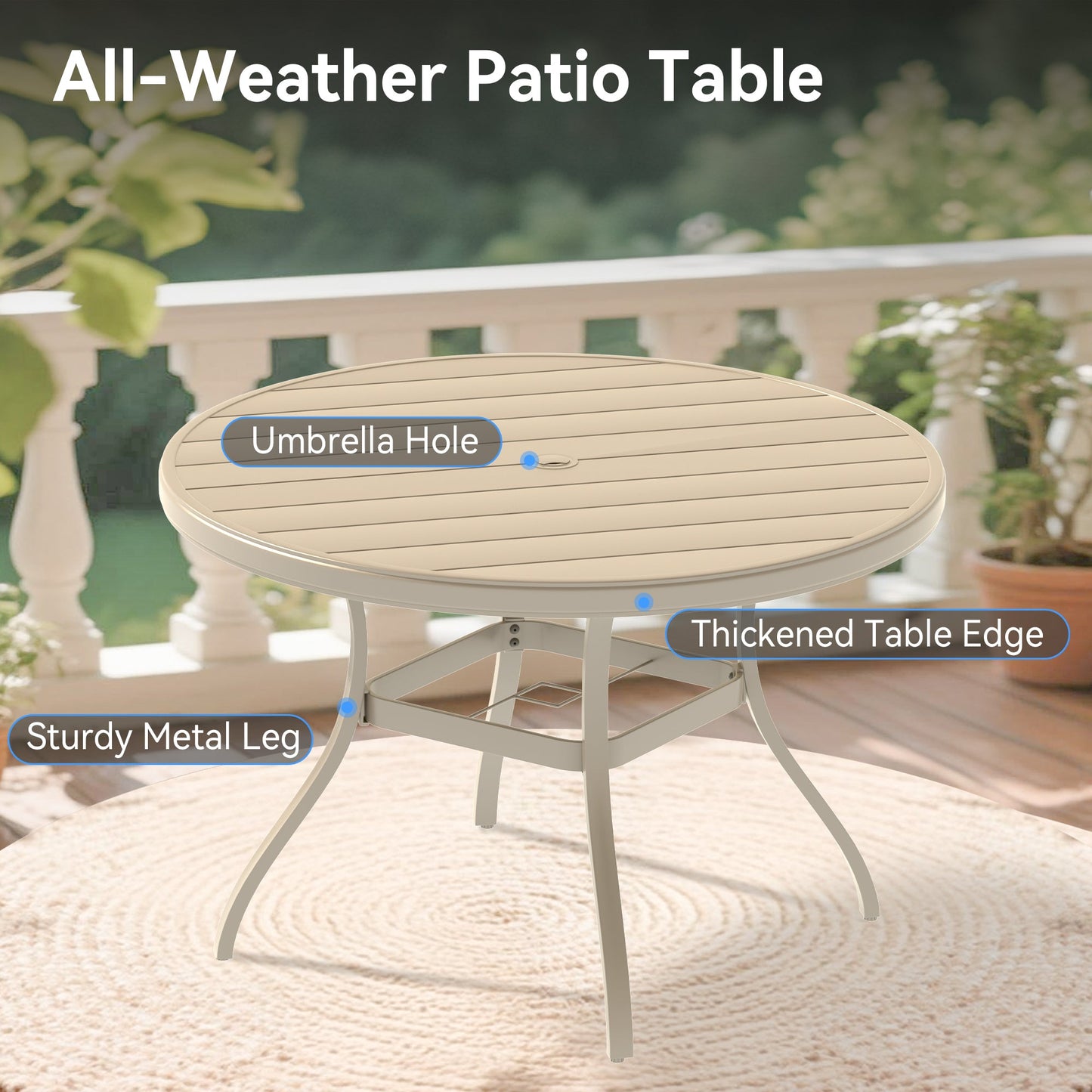 5-Piece Outdoor Dining Set with 360° Swivel Chairs & Round Patio Table